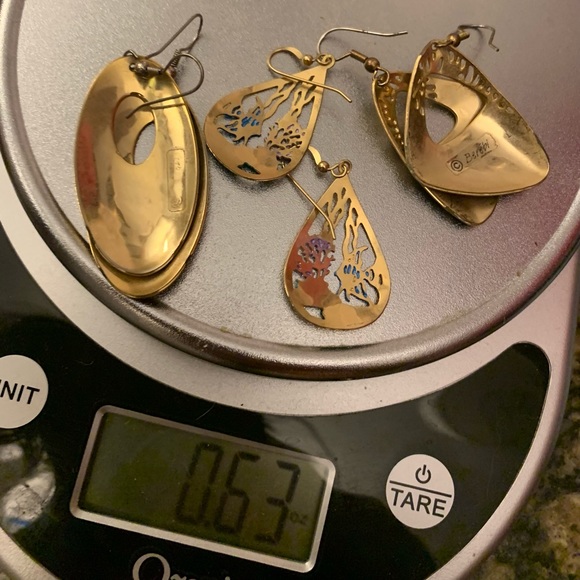 Retro Brass Enamel Earring Lot - Picture 3 of 3